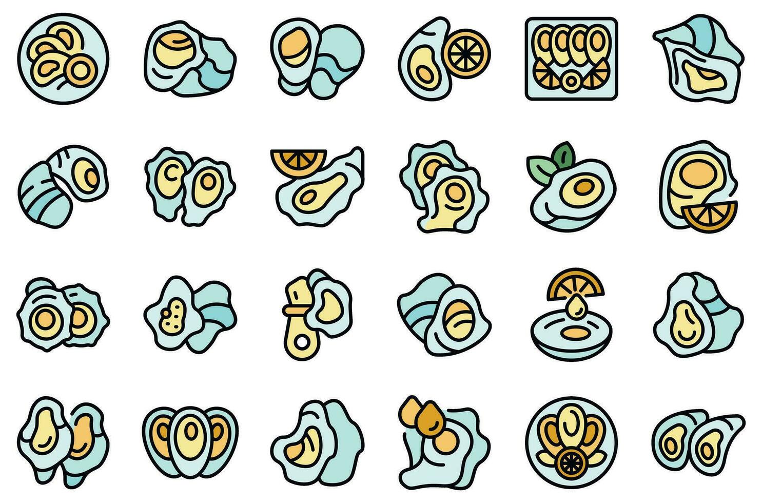 Oysters icons set vector flat