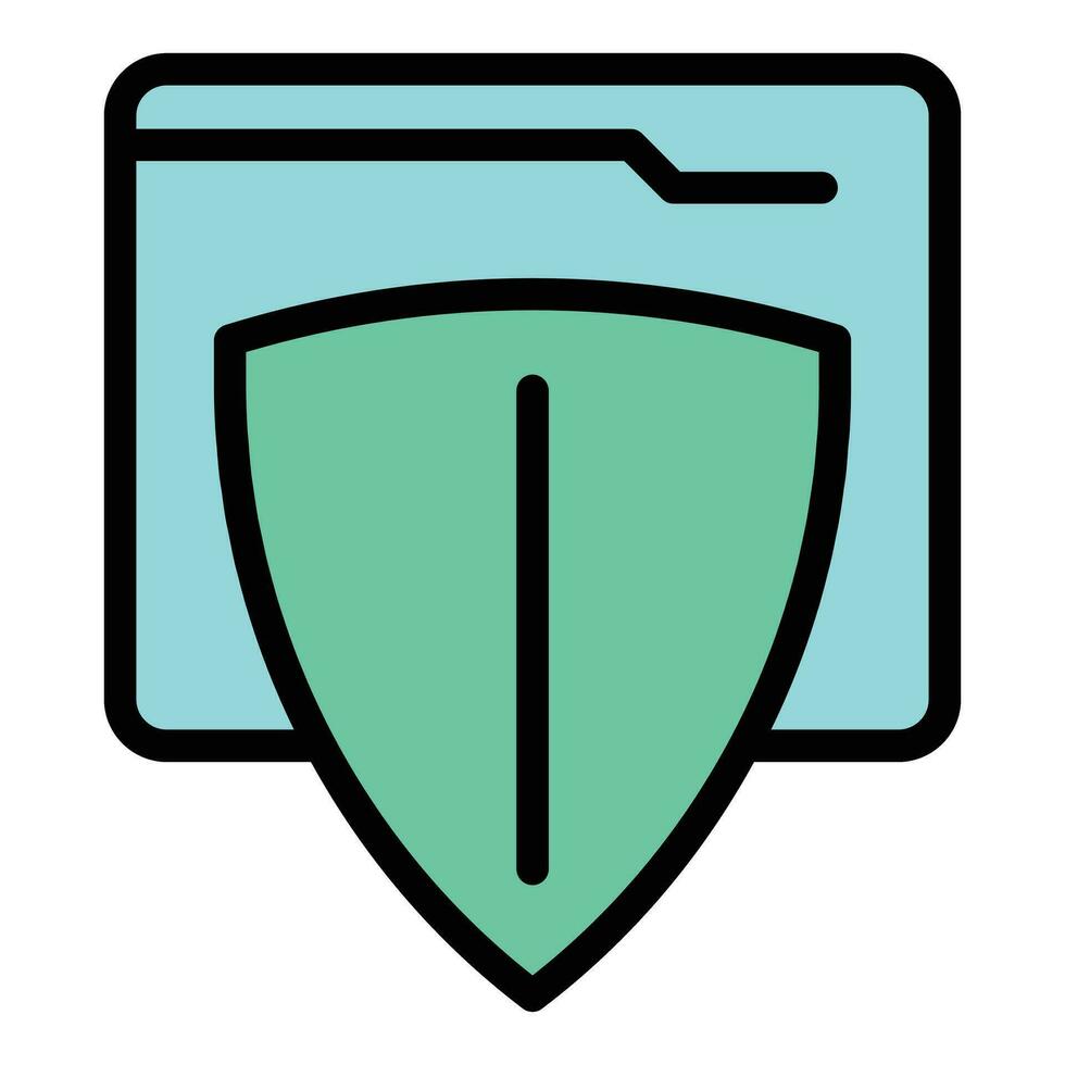 Shield folder icon vector flat