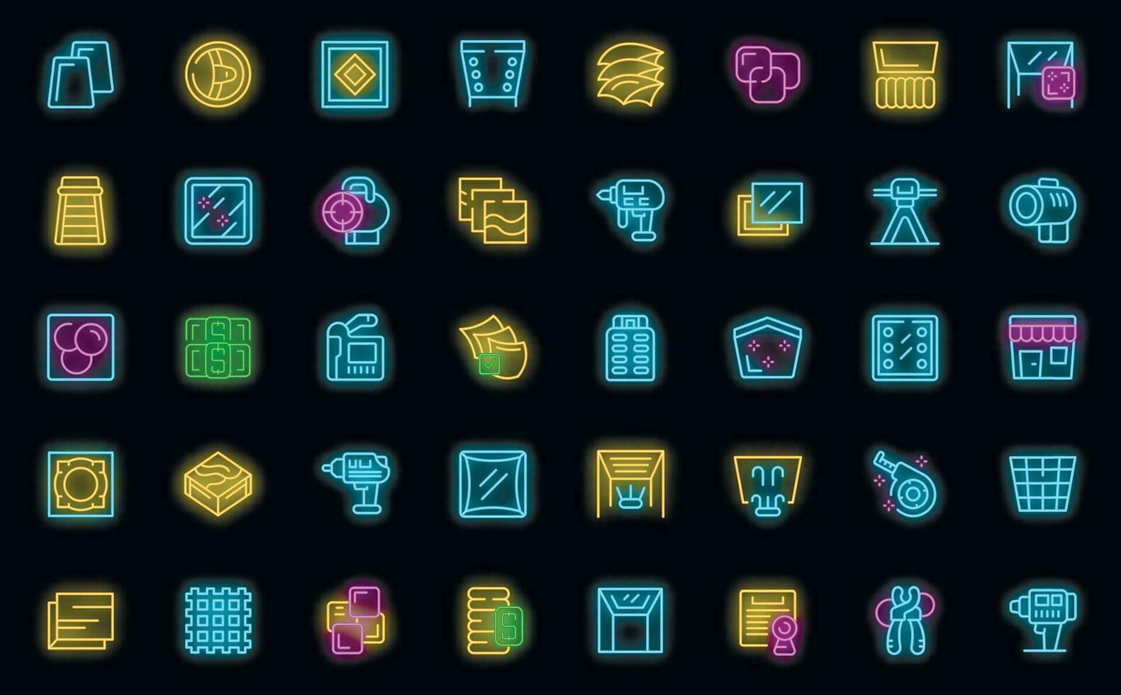 Stretch ceiling icons set vector neon