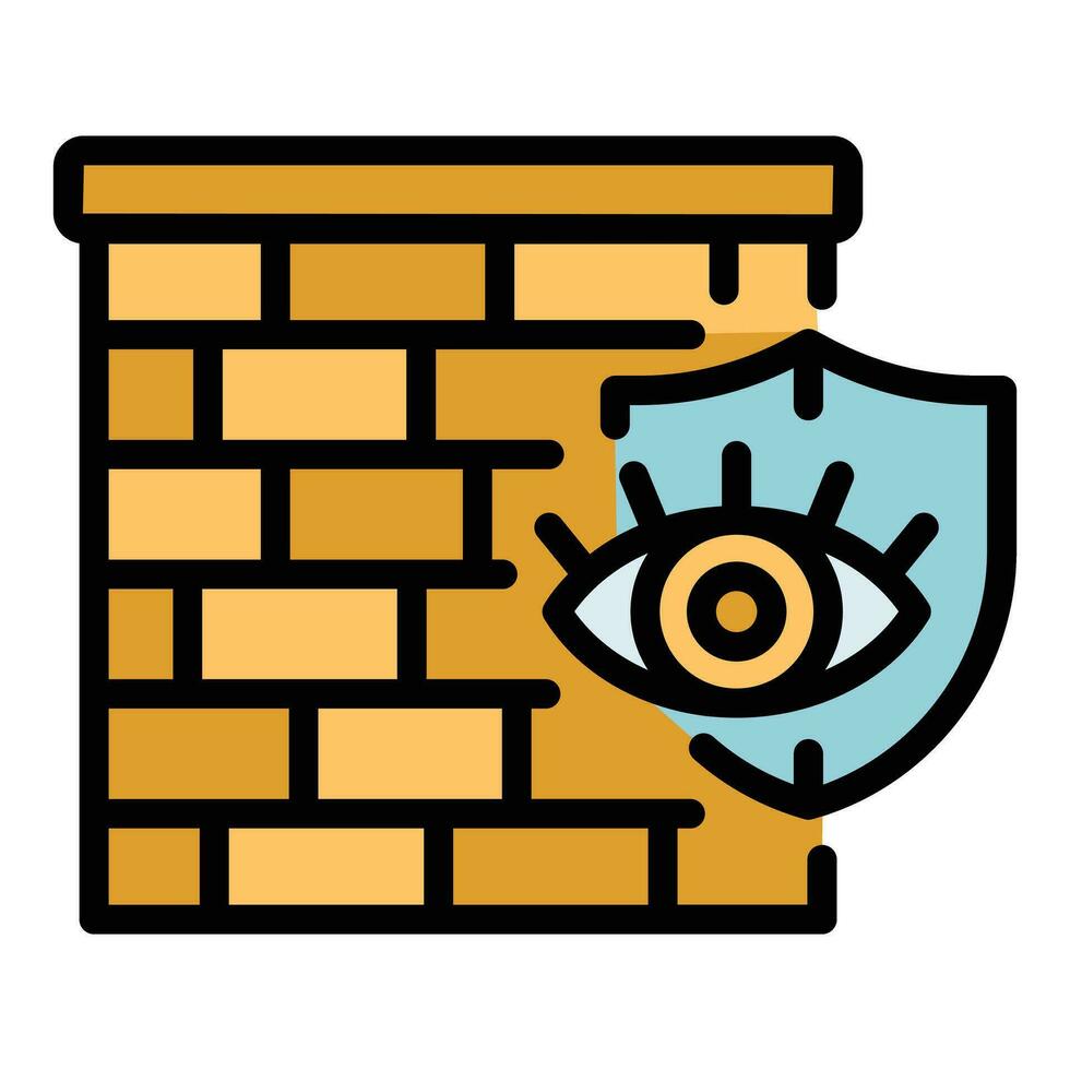 Cyber firewall icon vector flat