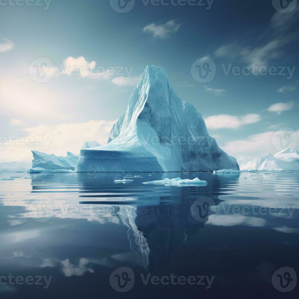 beautiful iceberg in the ocean with a view under water. global warming concept. photo