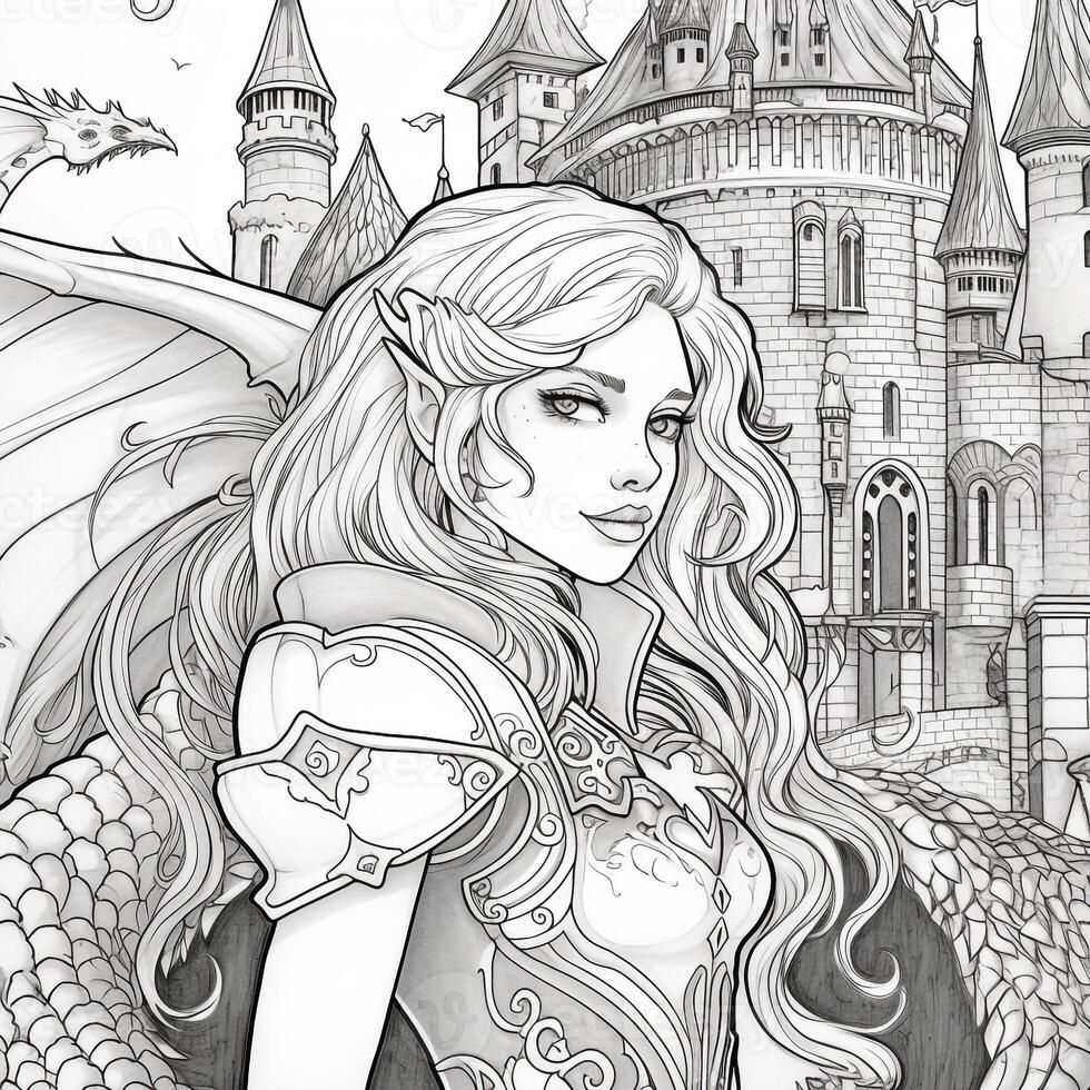 Fantasy Coloring Pages For Adults 26606716 Stock Photo at Vecteezy