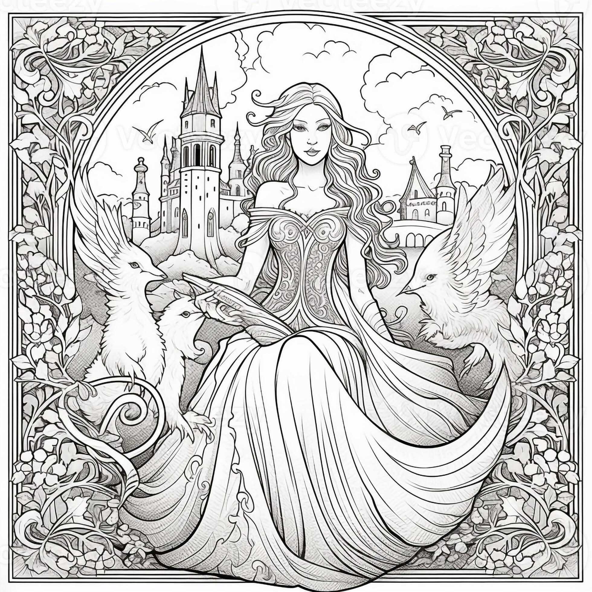 Fantasy Coloring Pages For Adults 26606750 Stock Photo at Vecteezy
