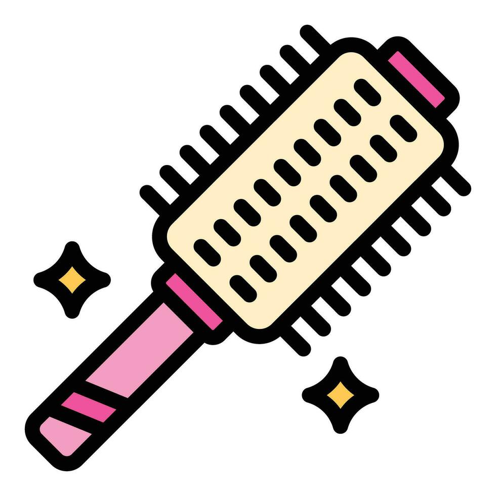 Round hair brush icon vector flat