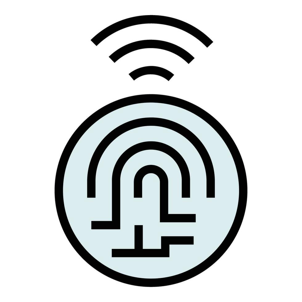Digital fingerprint icon vector flat