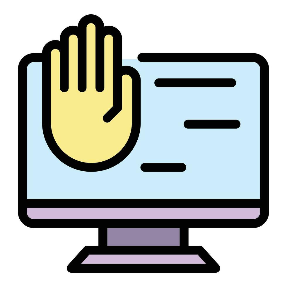 Computer palm scanning icon vector flat