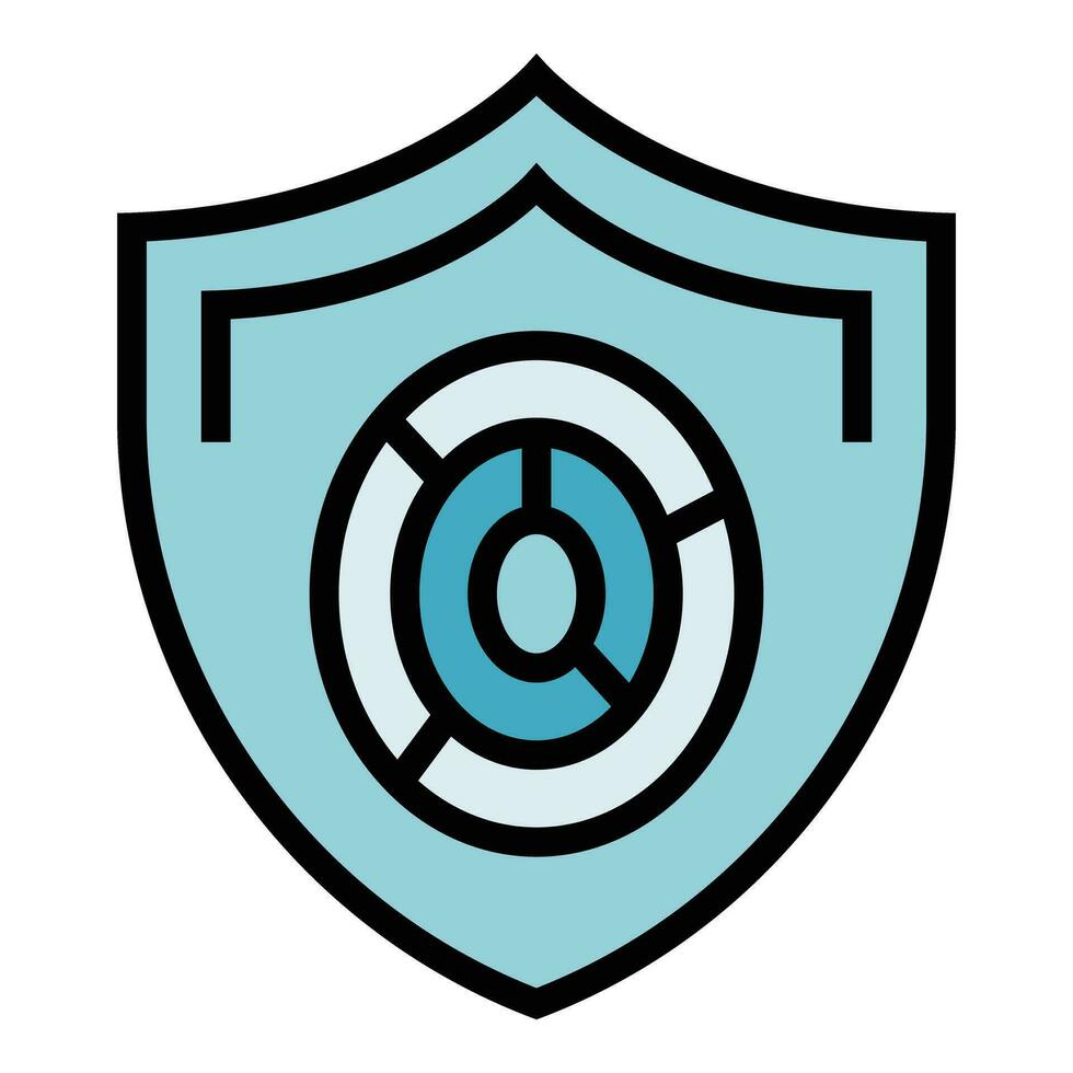 Shield fingerprint icon vector flat