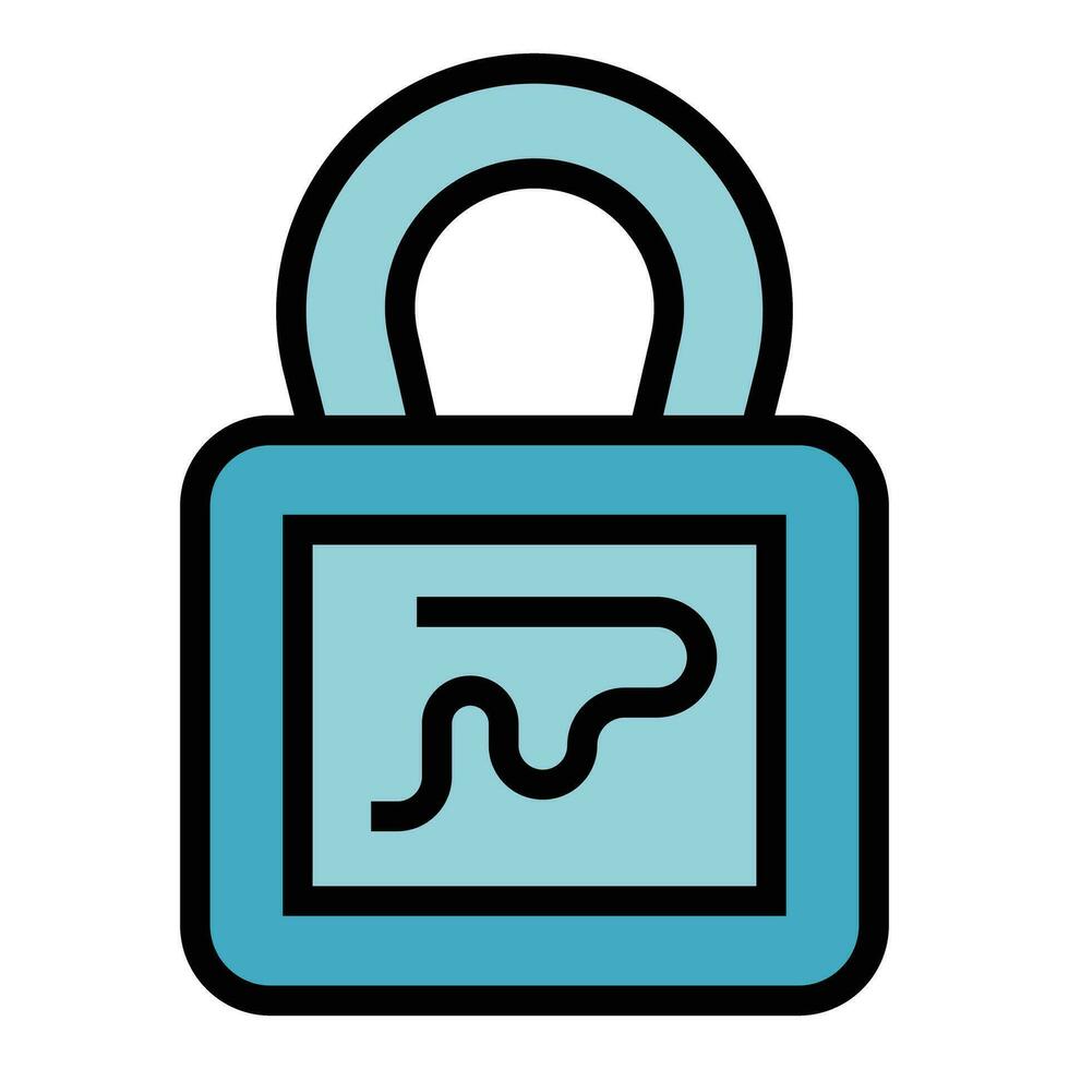 Handwriting lock icon vector flat