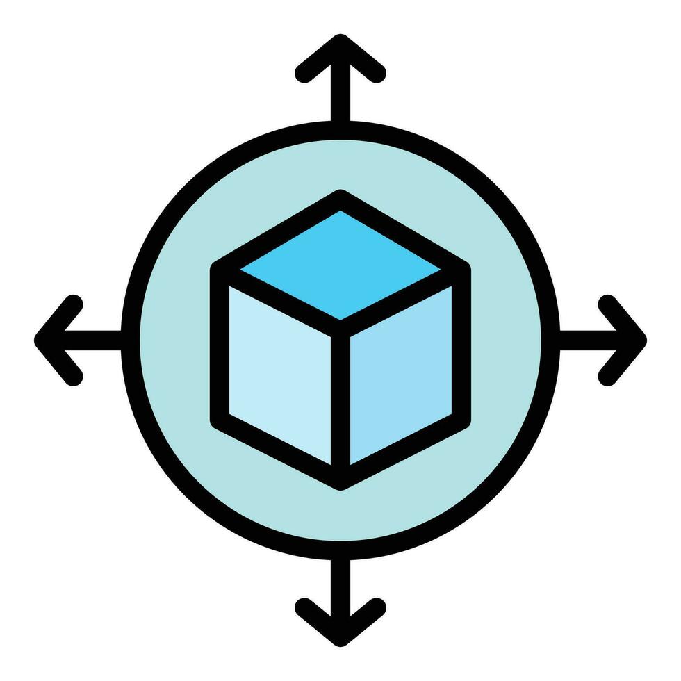3d vr cube icon vector flat