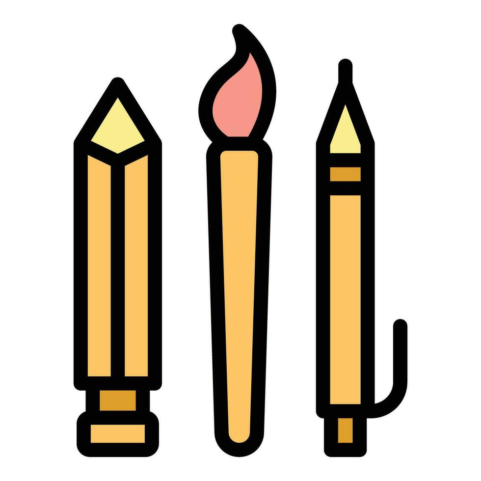 Kid writing tools icon vector flat