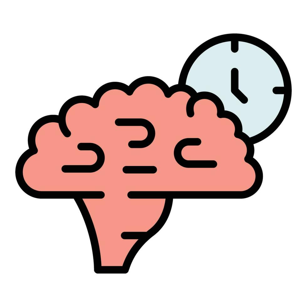 Brain timing icon vector flat