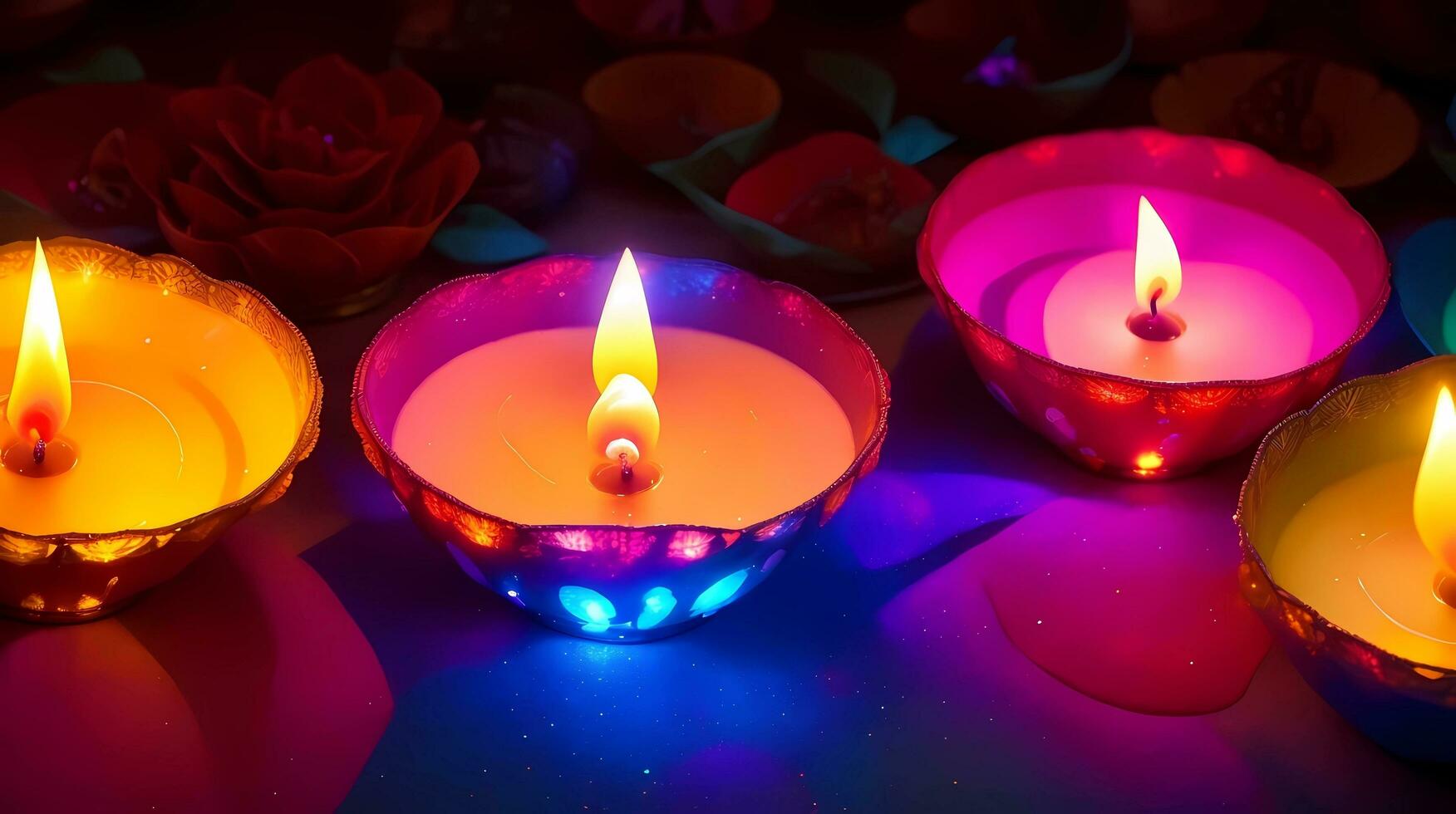 colorful candle image art illustration, diwali illustration photo