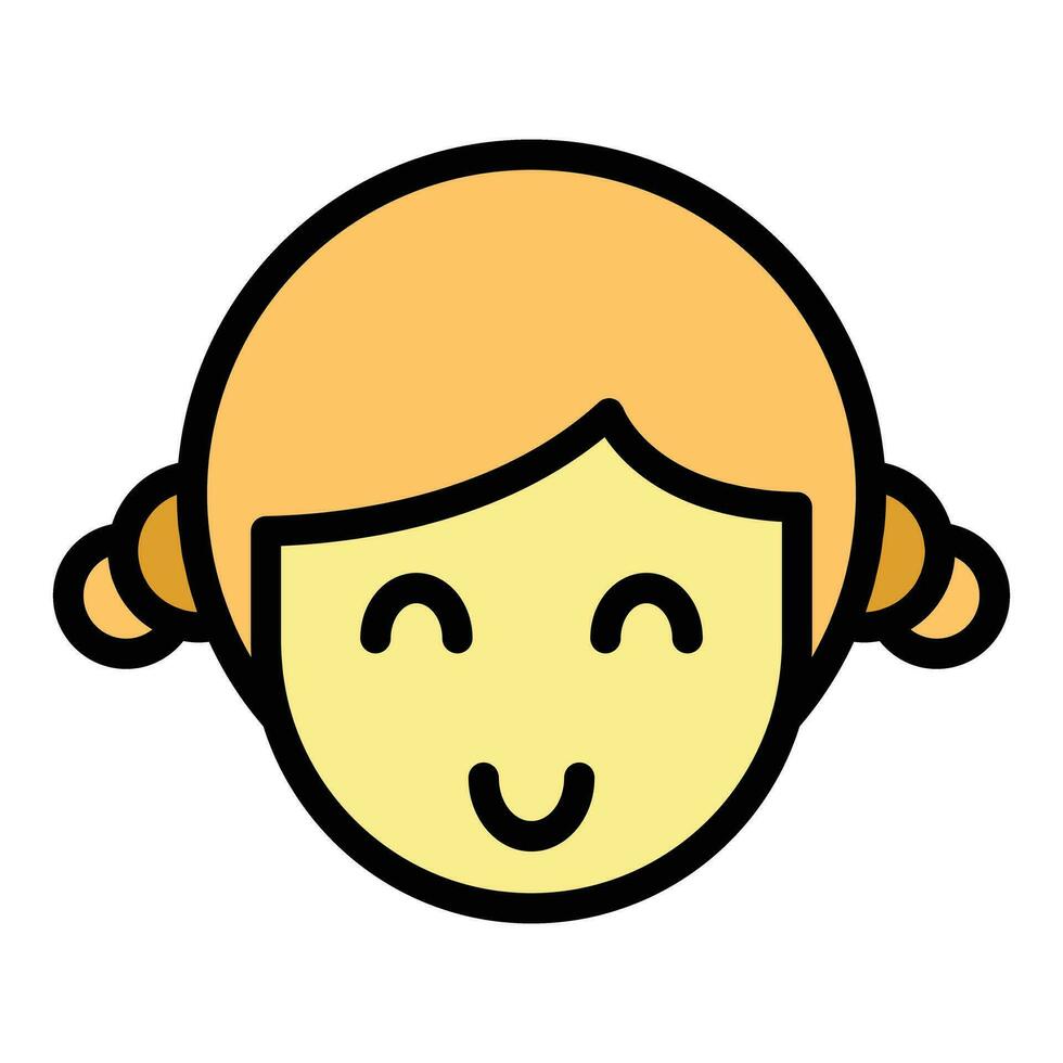 Cute girl head icon vector flat