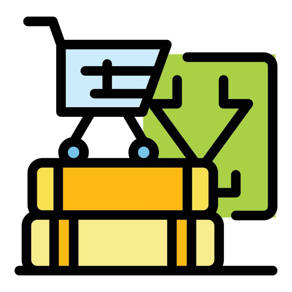 Bookshop cart icon vector flat