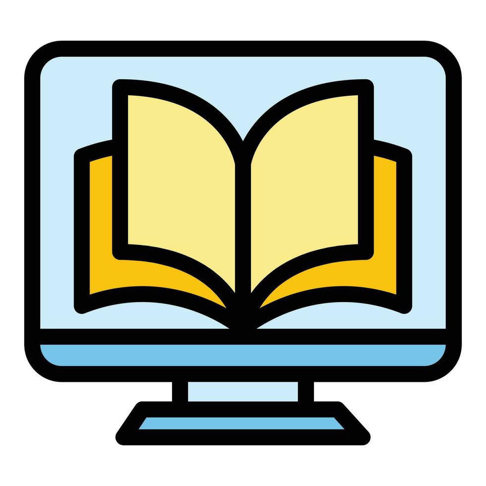 Monitor book icon vector flat