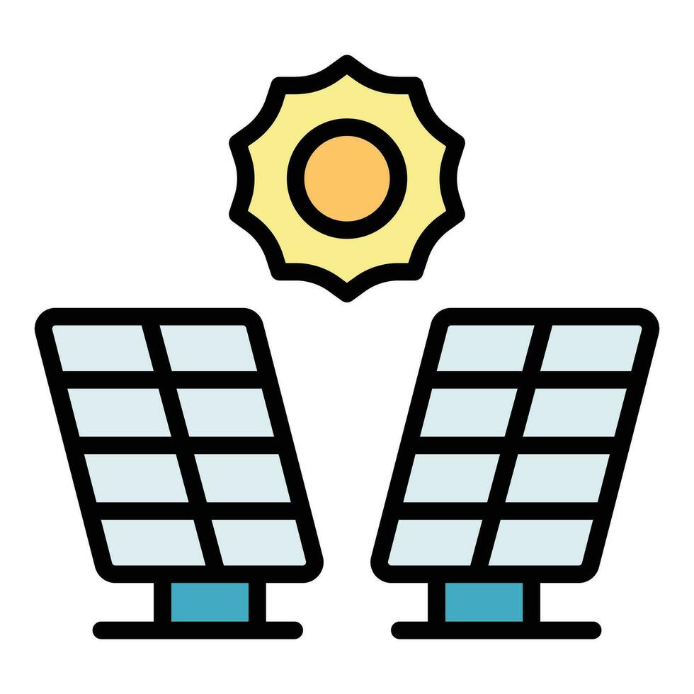 Sun panel icon vector flat