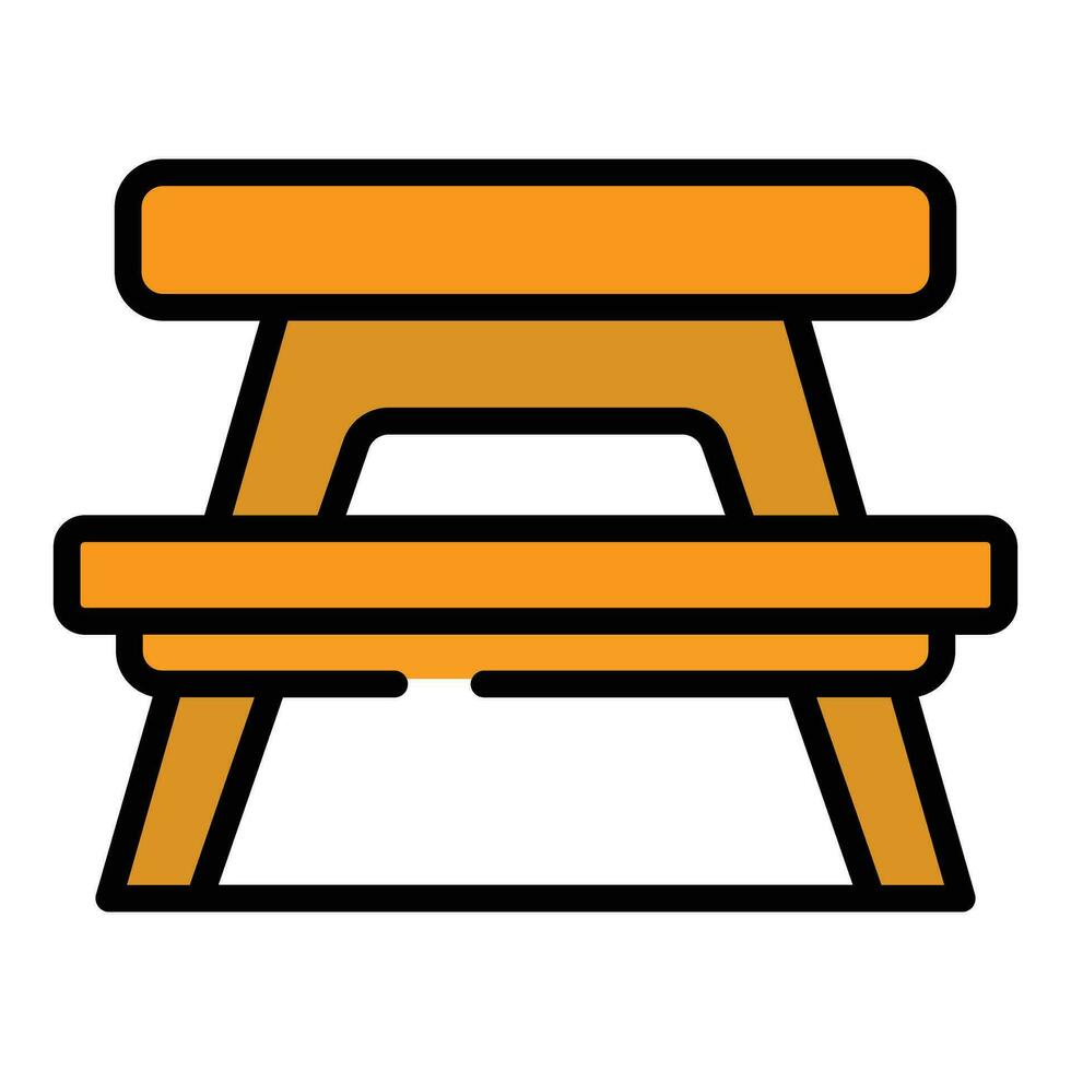 Plastic picnic table icon vector flat