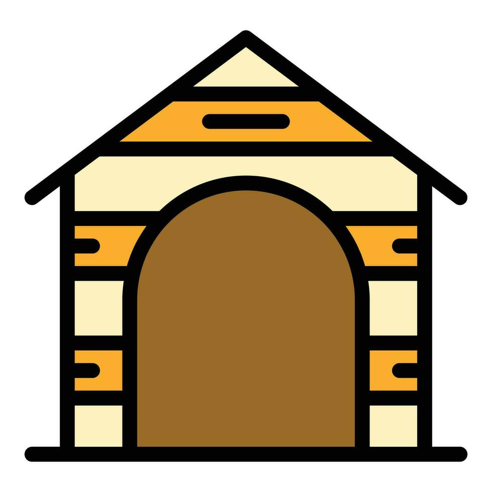 Wooden kennel icon vector flat