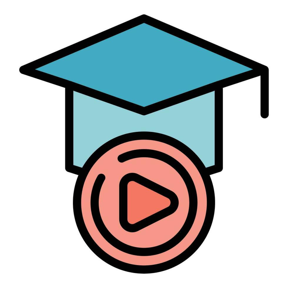 Online graduation icon vector flat