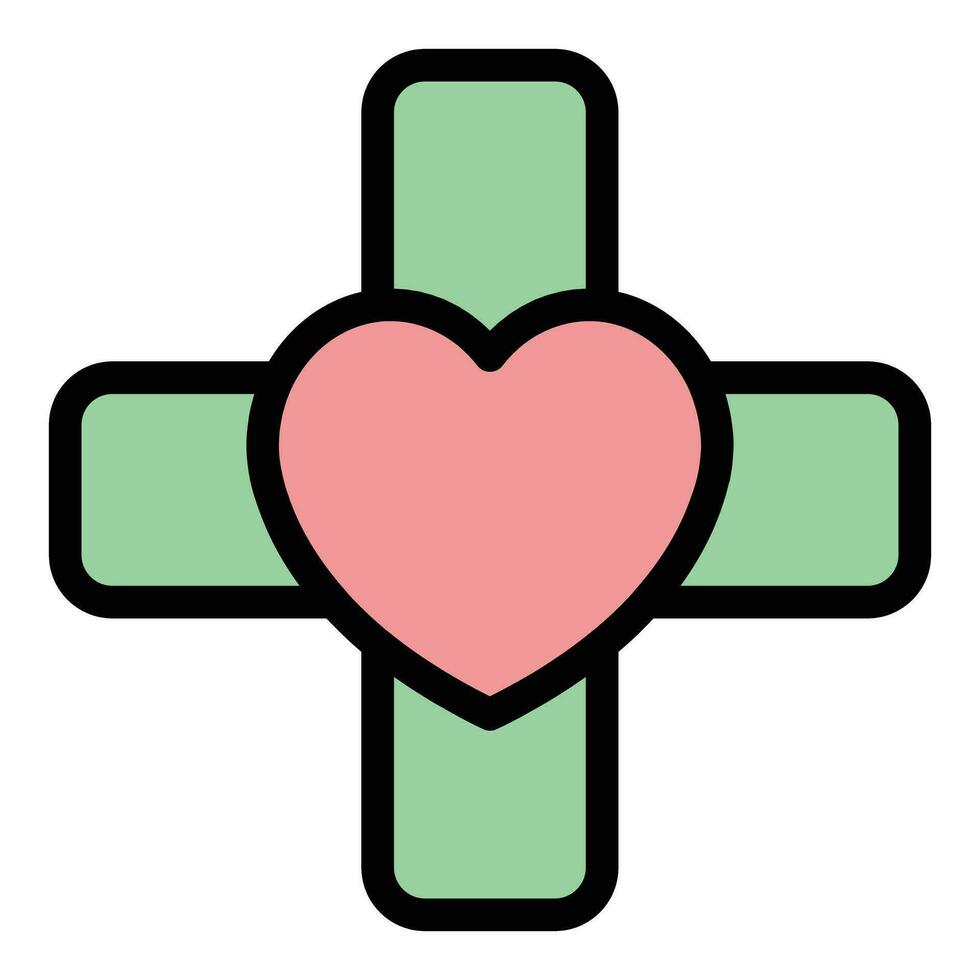 Heart patch icon vector flat