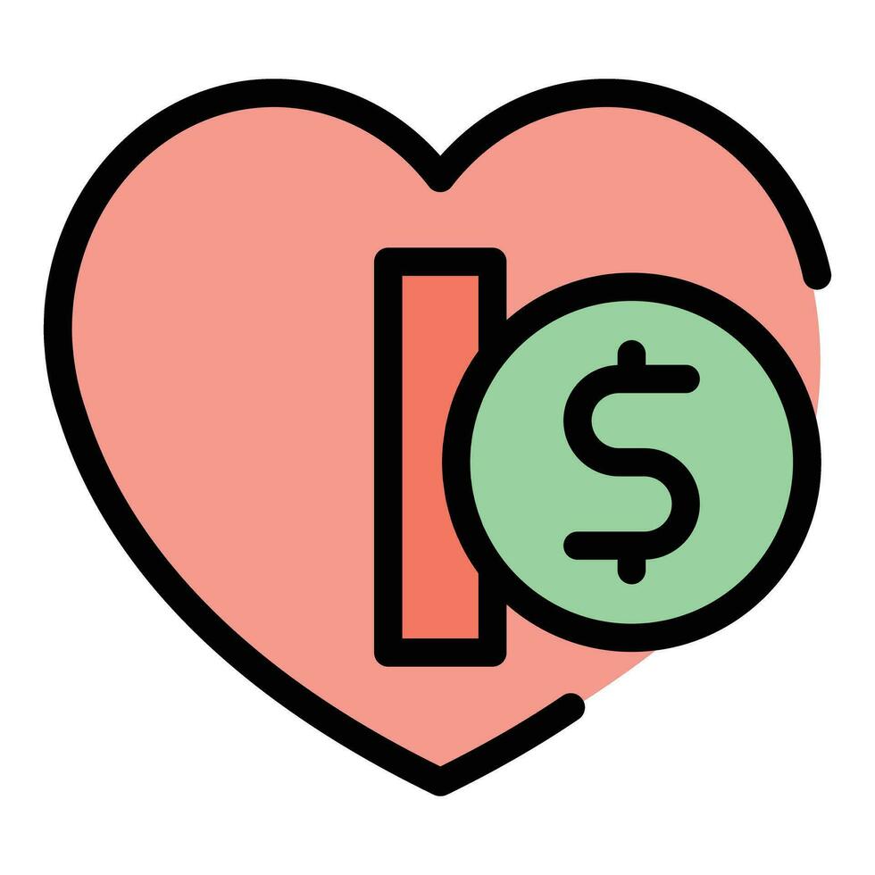 mantener dinero corazón icono vector plano