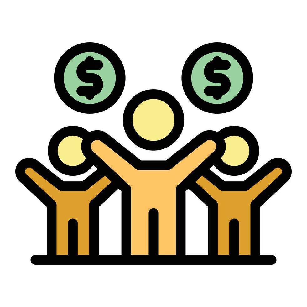 Finance happy family icon vector flat