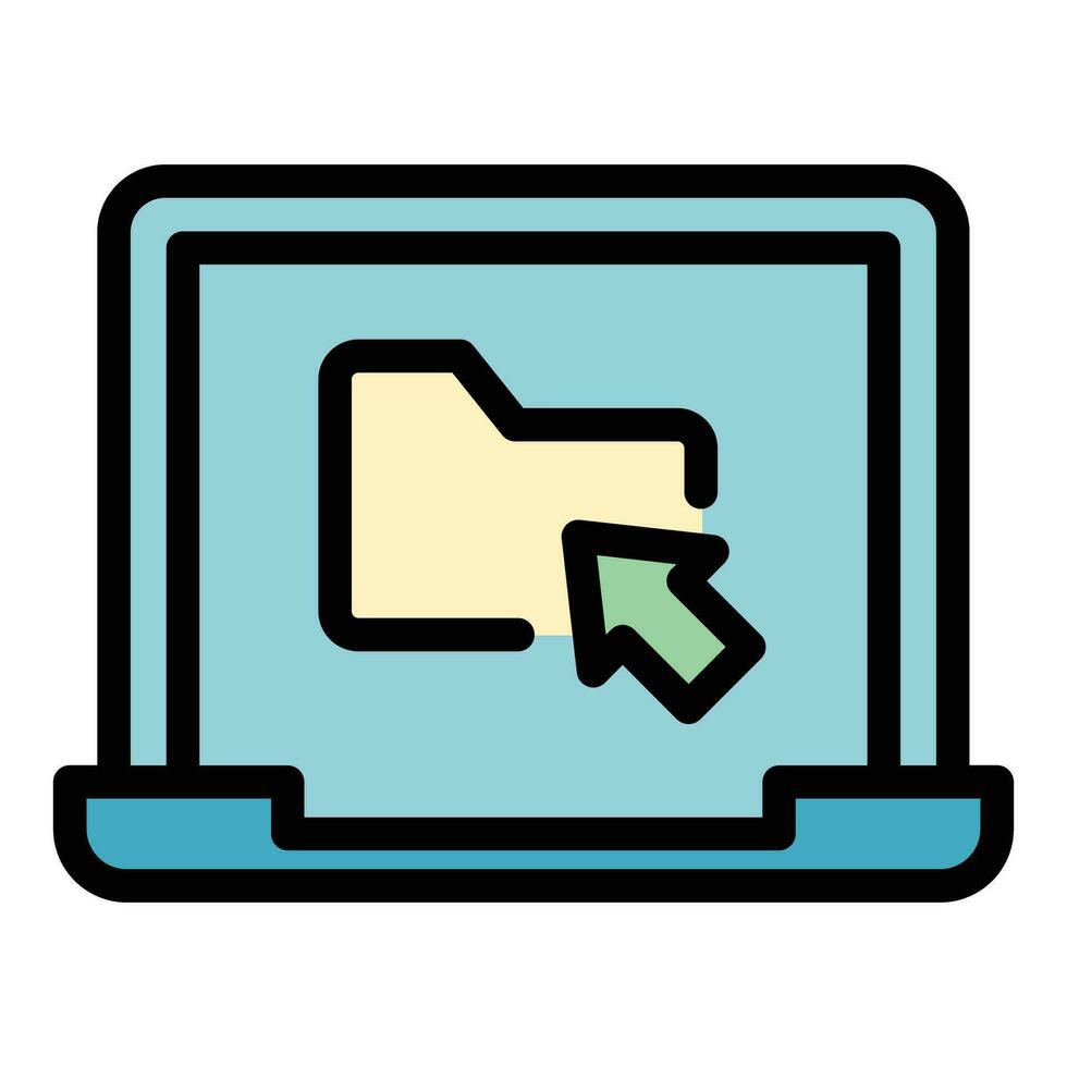 Laptop folder icon vector flat