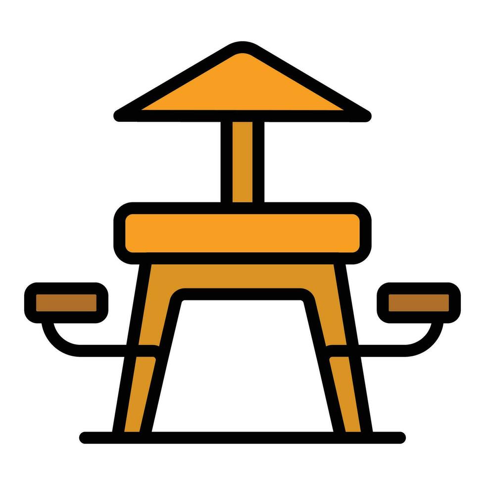 Picnic bench icon vector flat