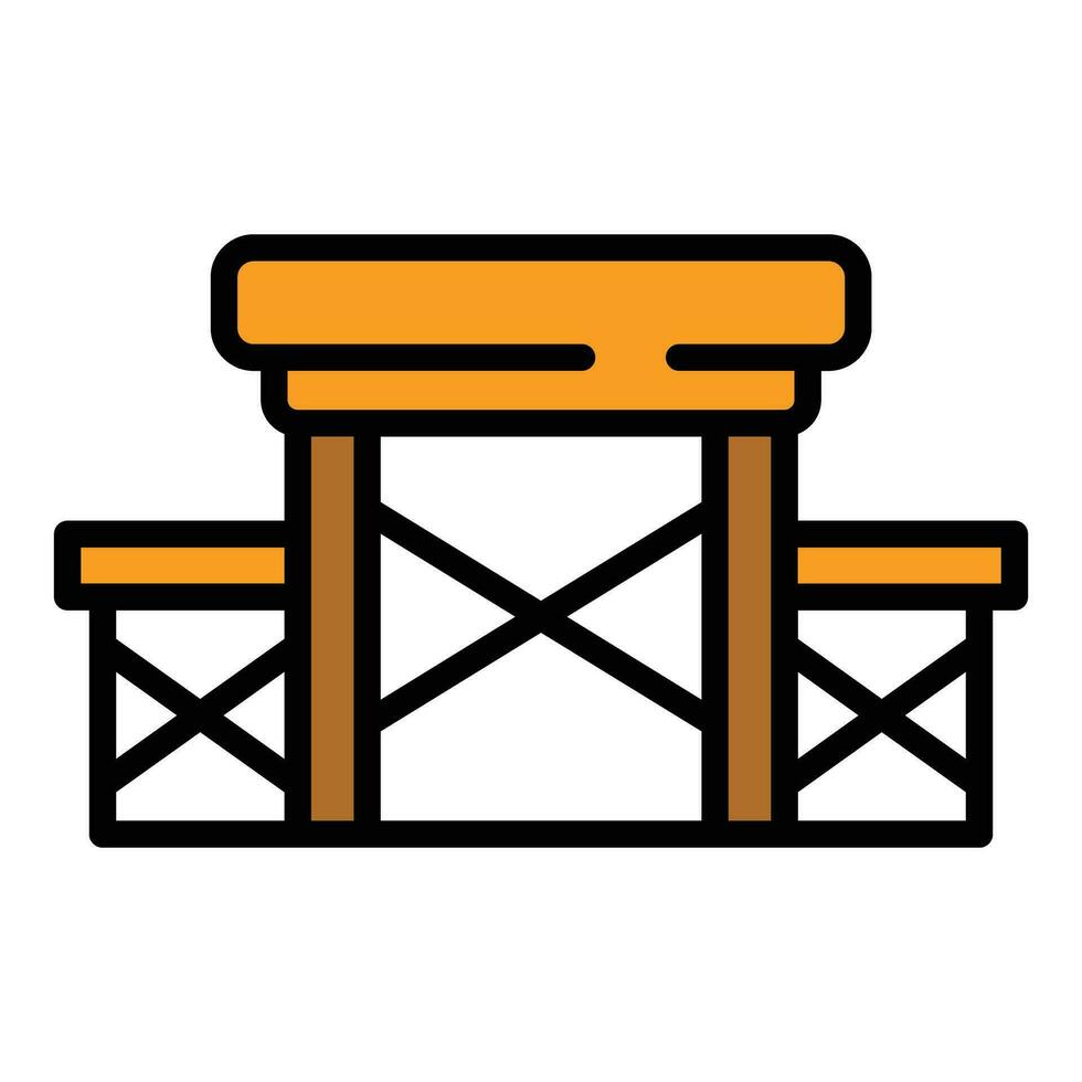 Picnic table chair icon vector flat