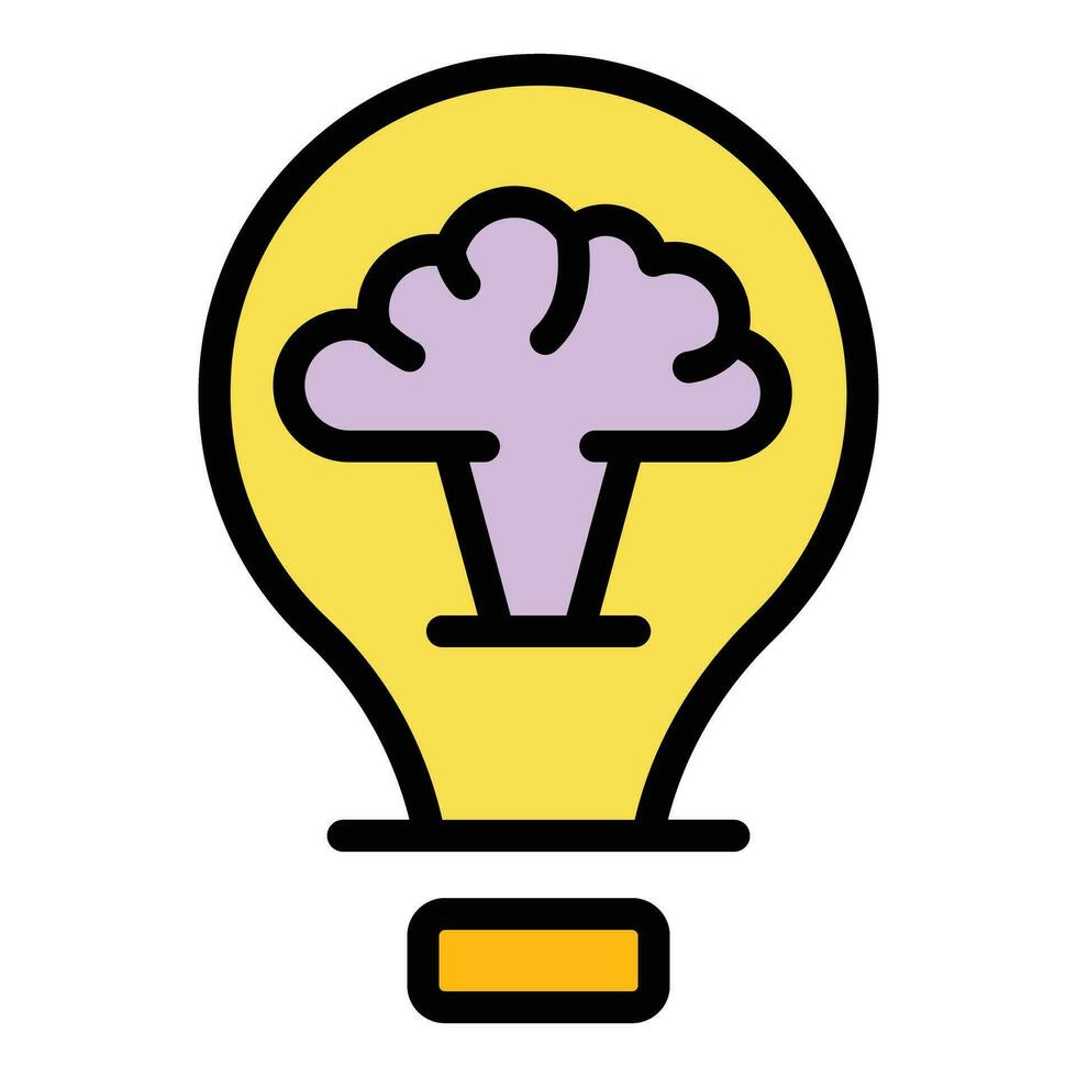 Brain bulb idea icon vector flat