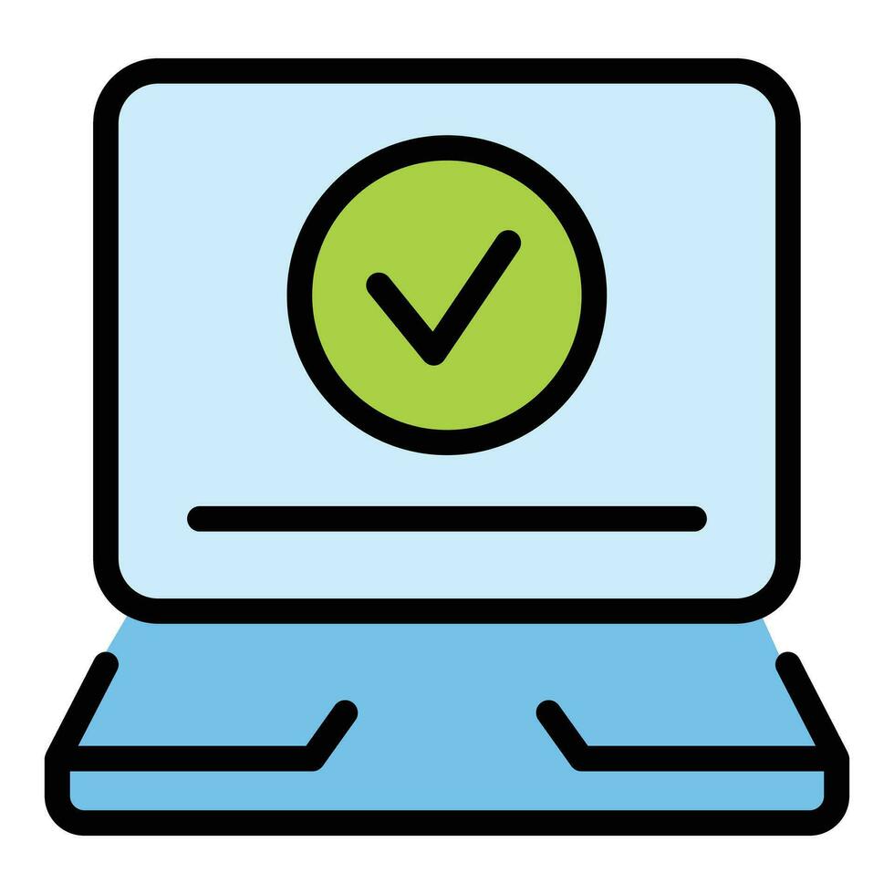 Checked laptop icon vector flat
