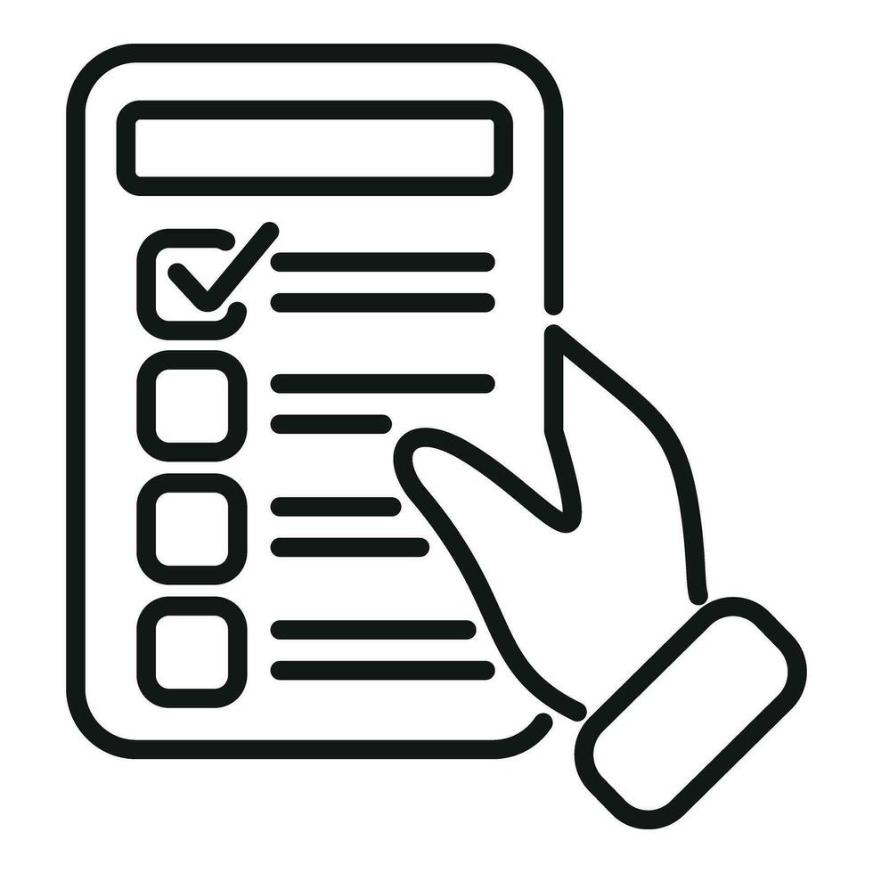 Hand take test result icon outline vector. Rapid sample vector