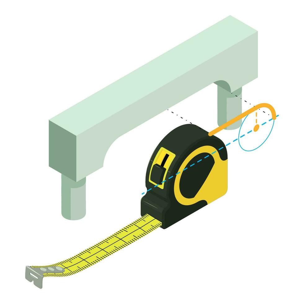 Renovation work icon isometric vector. Arch project and yellow measuring ruler vector