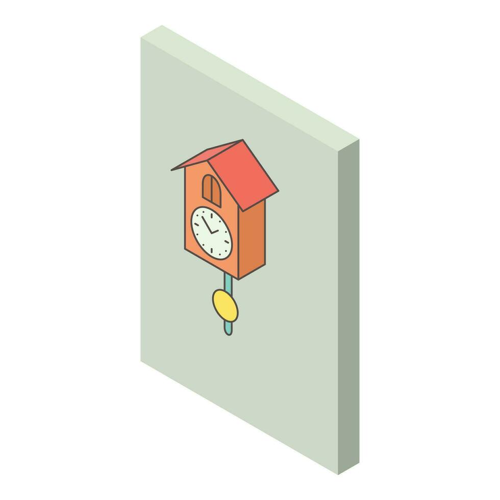 Cuckoo clock icon isometric vector. Vintage style cuckoo clock hanging on wall vector