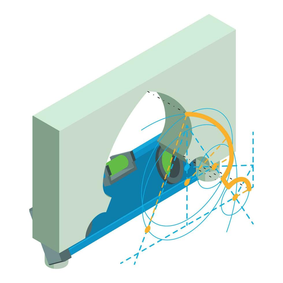 reconstrucción icono isométrica vector. arco proyecto y construcción nivel icono vector