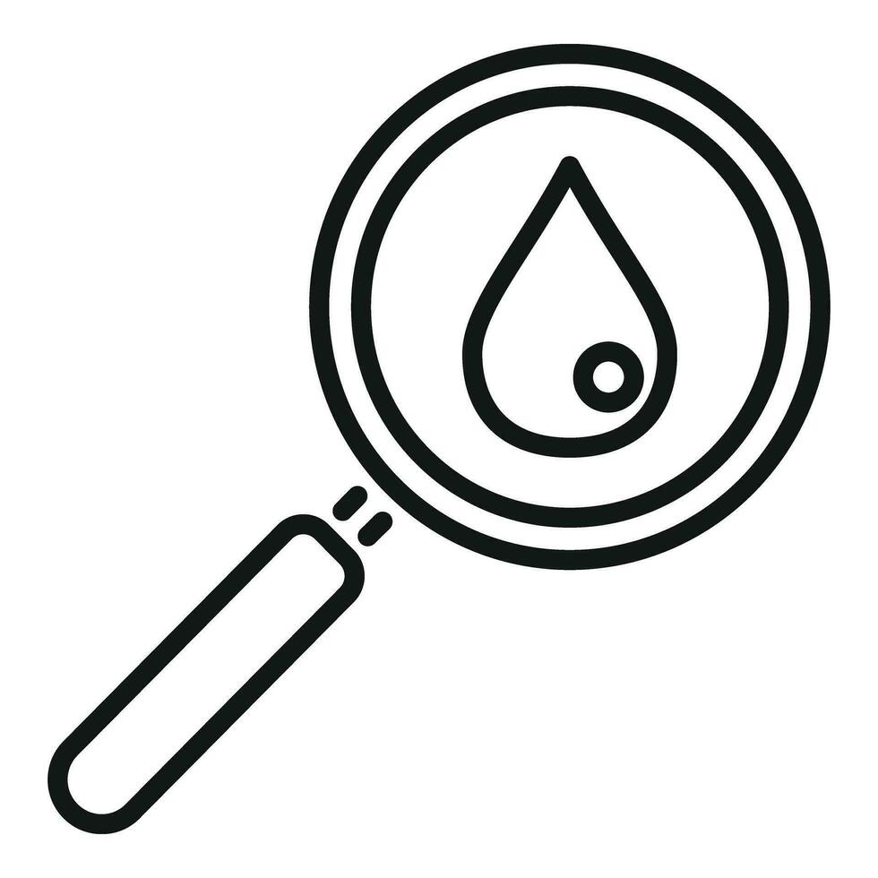 Blood drop magnifier icon outline vector. Positive result vector