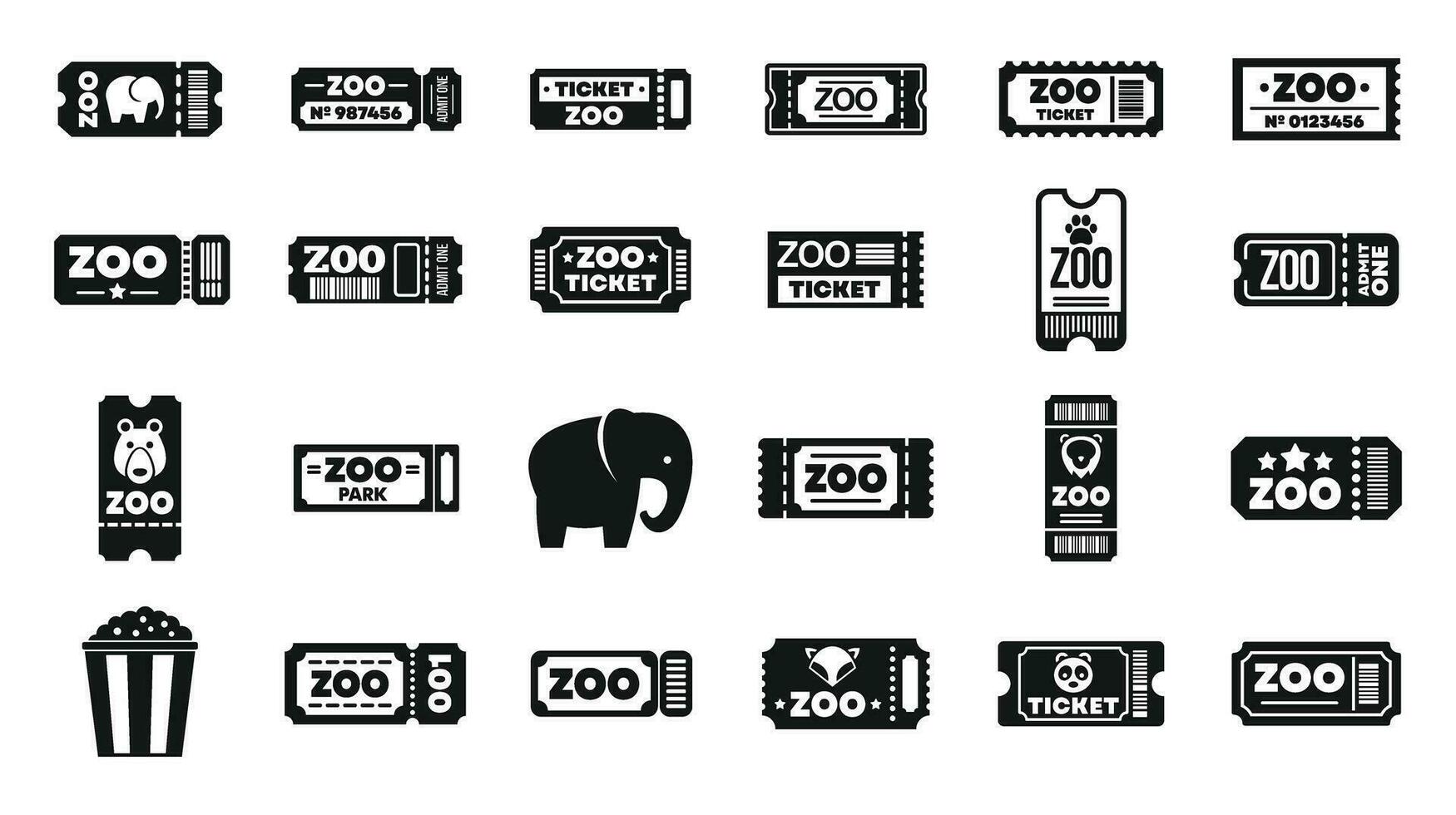 zoo boleto íconos conjunto sencillo vector. animal mono vector