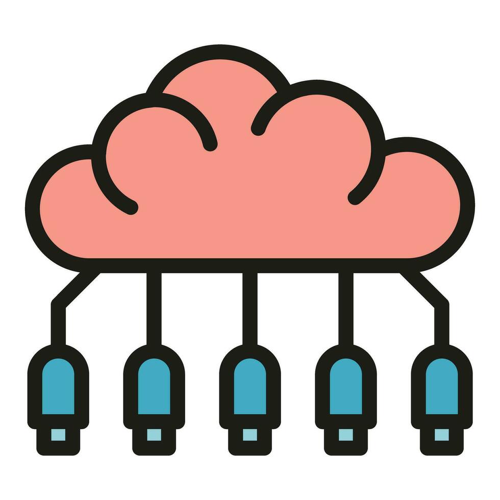 memoria nube icono vector plano