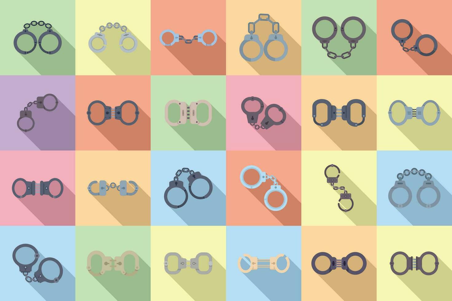 Handcuffs icons set flat vector. Police jail vector