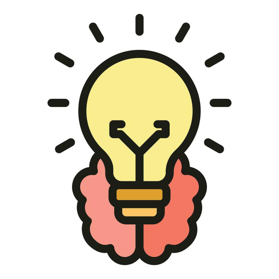 Idea bulb brain icon vector flat