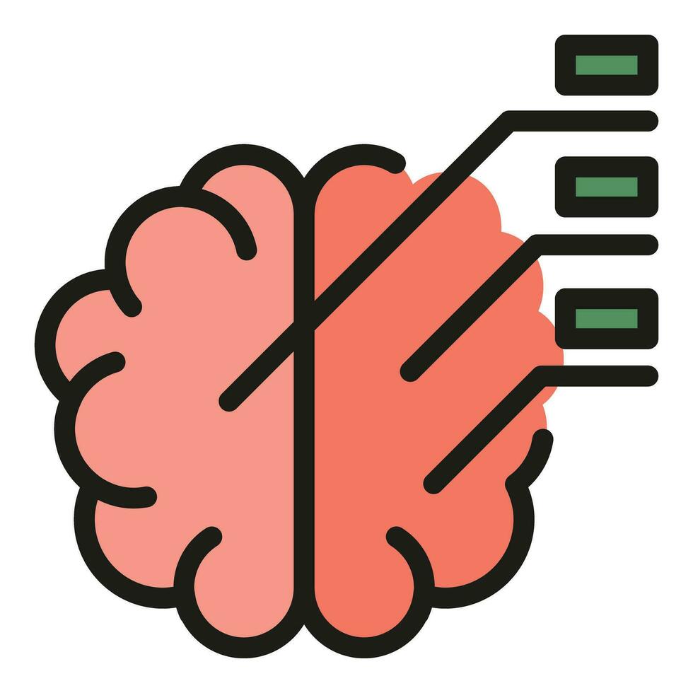 cerebro tecnología icono vector plano