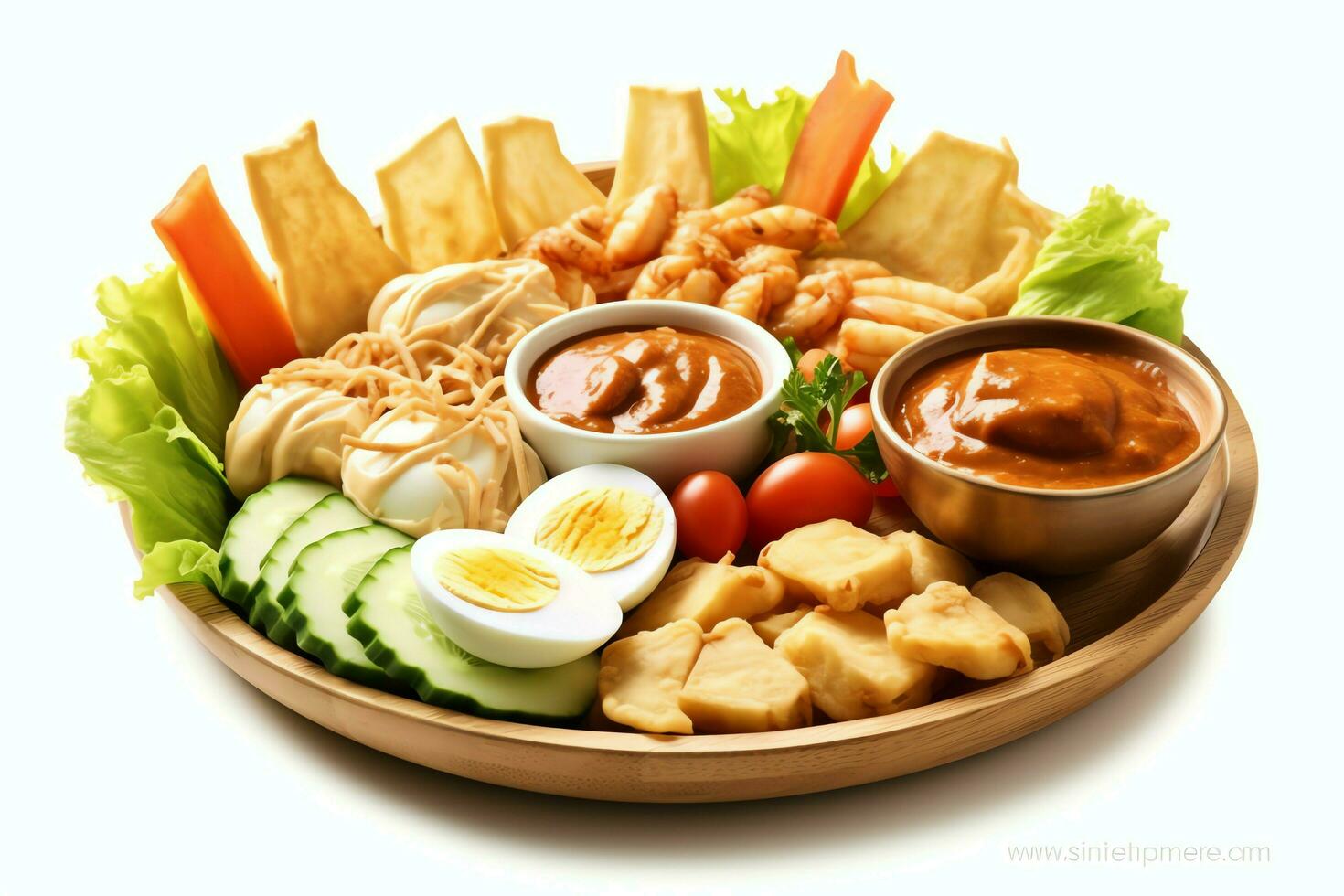 Gado-gado indonesian traditional food. Mix from boiled or steam vegetable served with peanut sauce concept by AI Generated photo