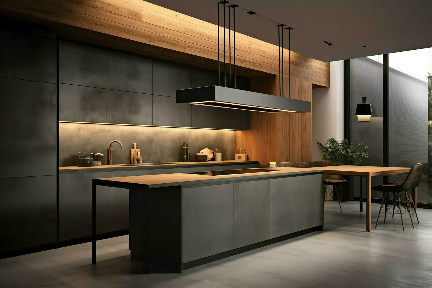 moderno cocina interior diseño en Departamento o casa con mueble. lujo cocina  hogar escandinavo concepto por ai generado 26585843 Foto de stock en  Vecteezy