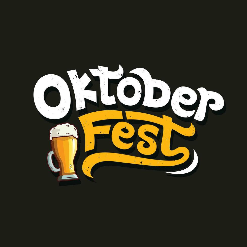 Oktoberfest cerveza, gente festival vector tipografía ilustracion.cerveza festival texto encabezamiento logo para letrero, saludo tarjeta, póster y bandera. Oktoberfest fiesta celebrado en Alemania. cerveza jarra icono