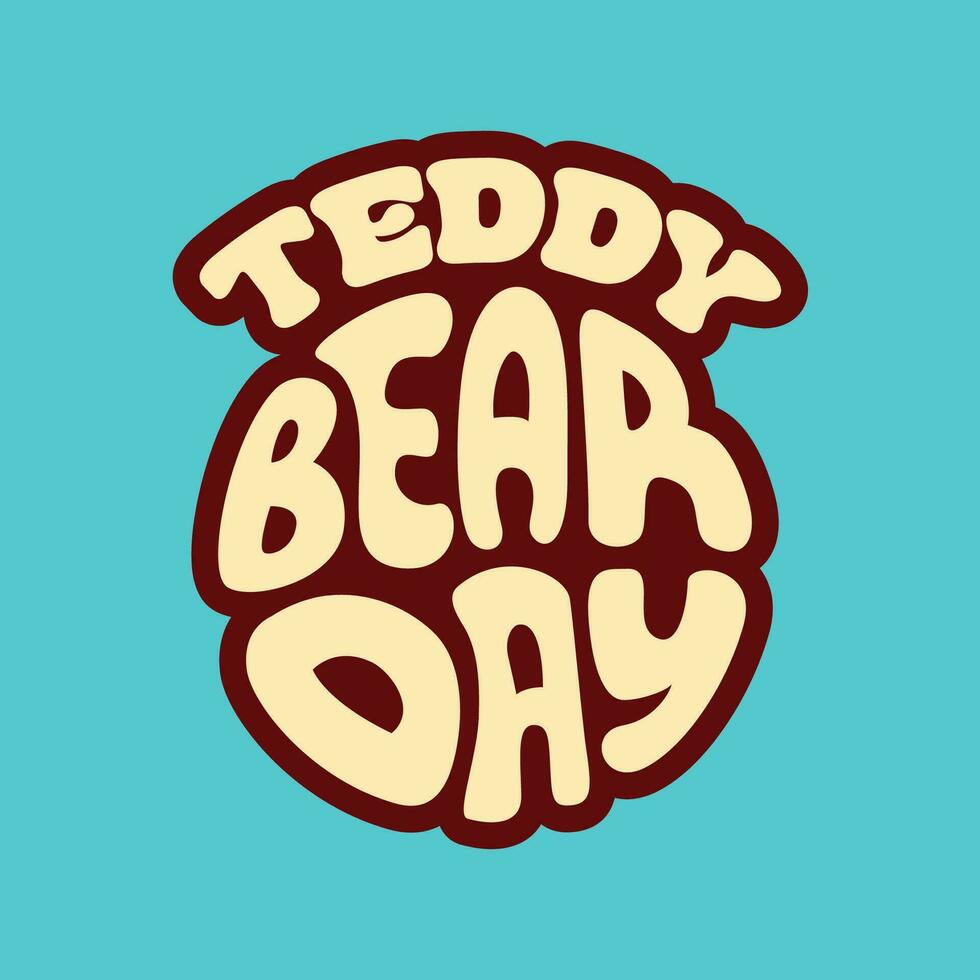 Teddy Beer day vector typography round logo.