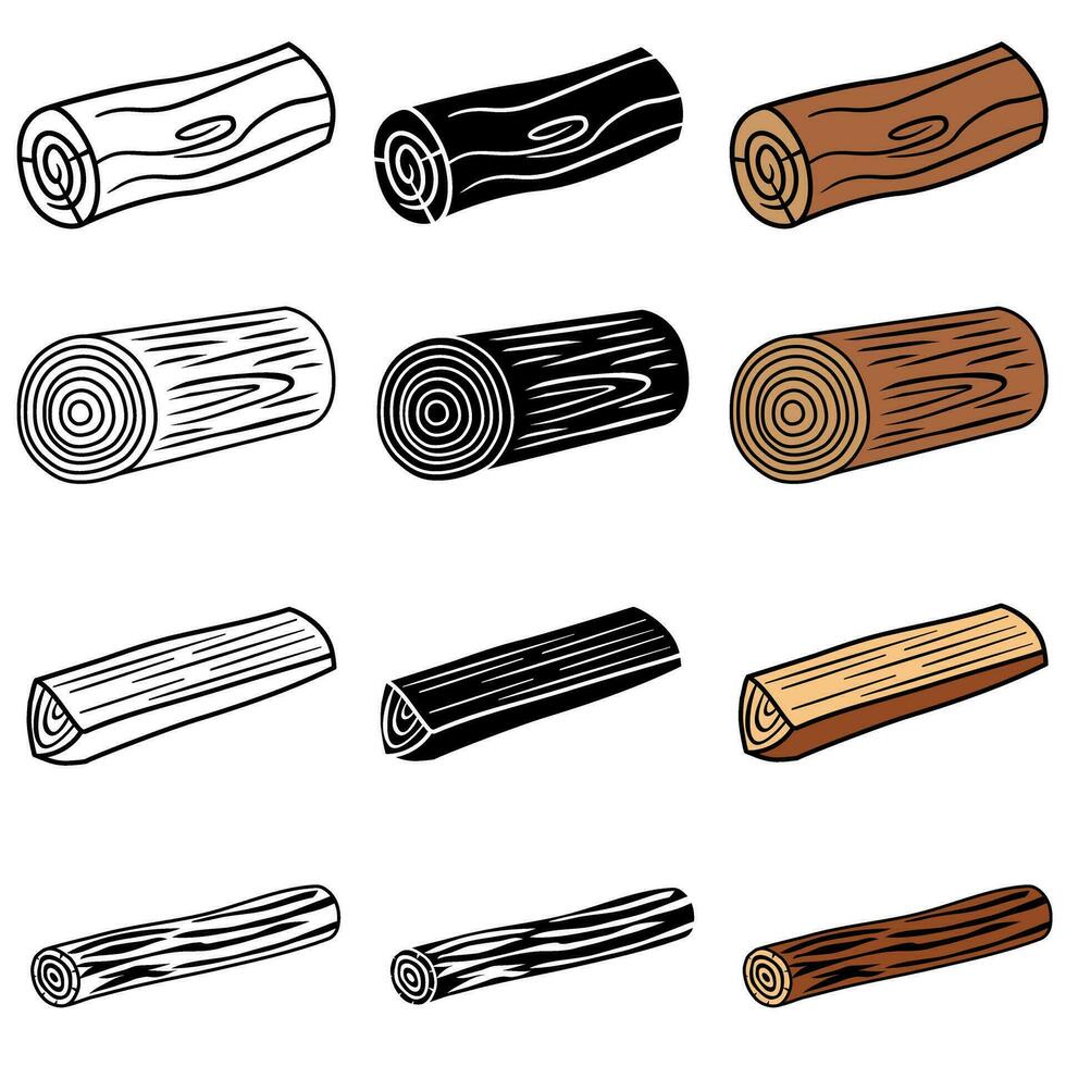 Wooden log icon vector set. Wood illustration sign collection. Tree symbol or logo.