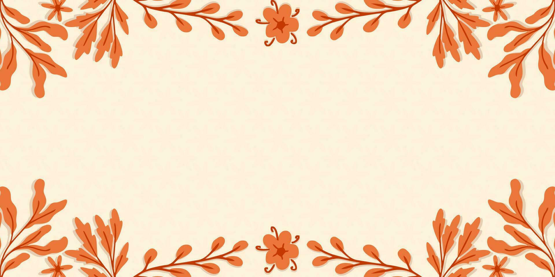 background with autumn leaves theme border vector