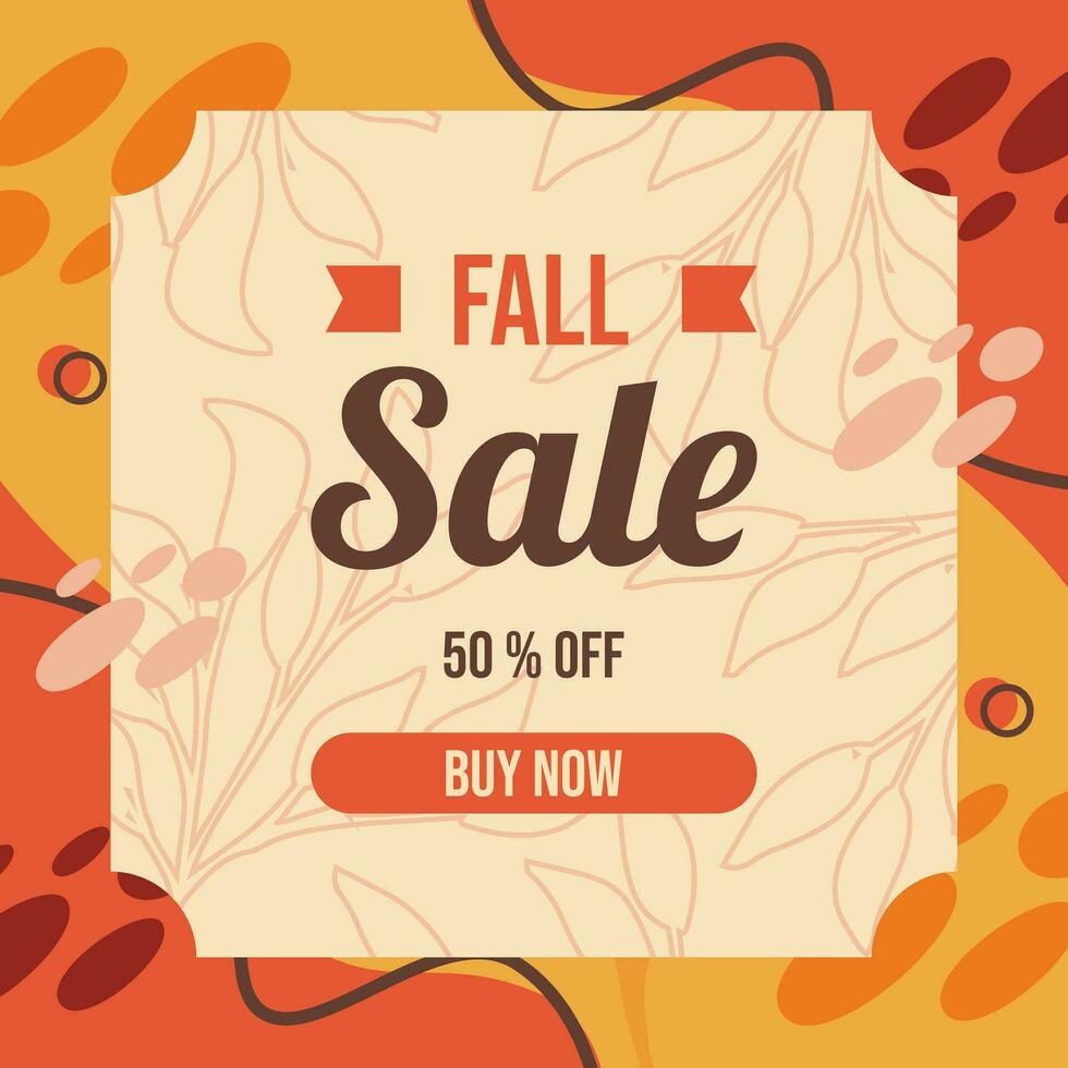 fall sale advertising social media post template design vector