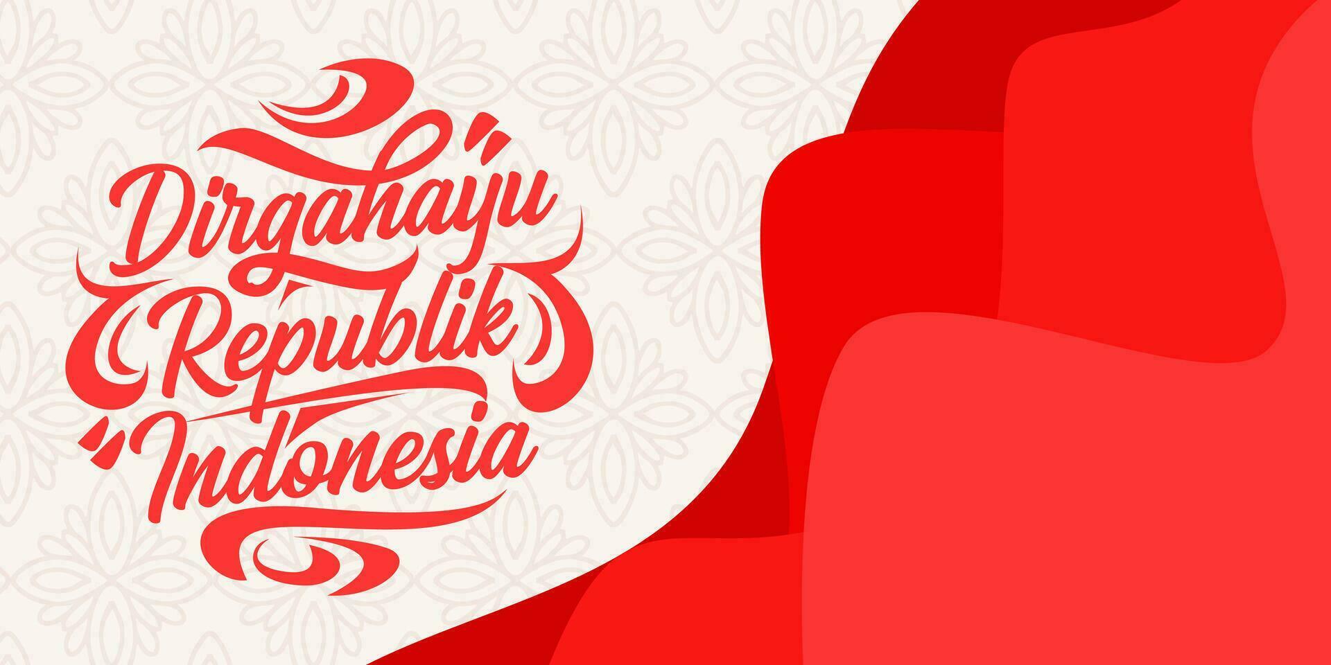 happy republic of indonesia banner background vector illustration with text typography