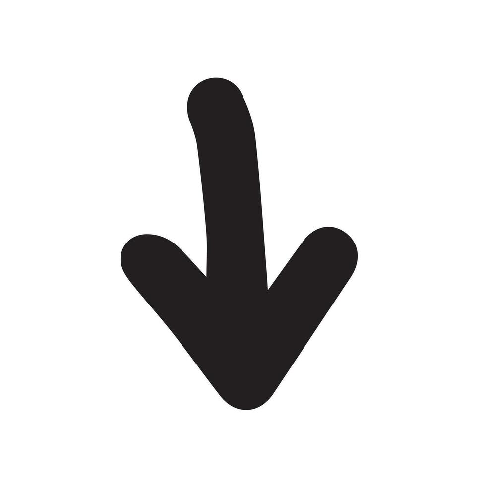 down Arrow Vector Icon, Hand drawn arrow illustration isolated on white background